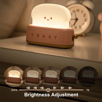 Bread Toast Table Light Toaster Nightlight Creative USB Rechargeable Led Lamp Decor Holiday Baby Bedroom For Birthday Gift 1