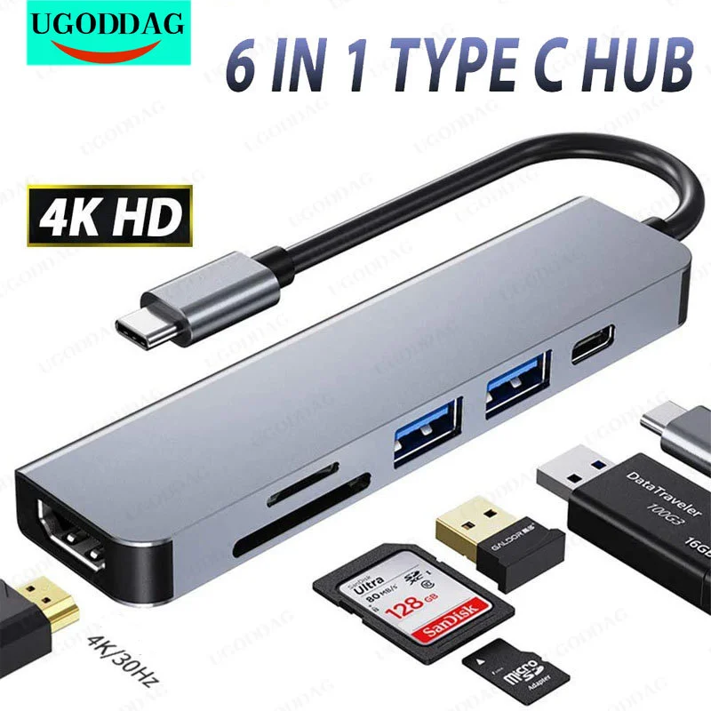 

Адаптер-концентратор USB C Type C на 4K HDMI, совместимый с USB 3,0, кардридер SD/TF, многопортовый адаптер, совместимый с ноутбуками Nintendo