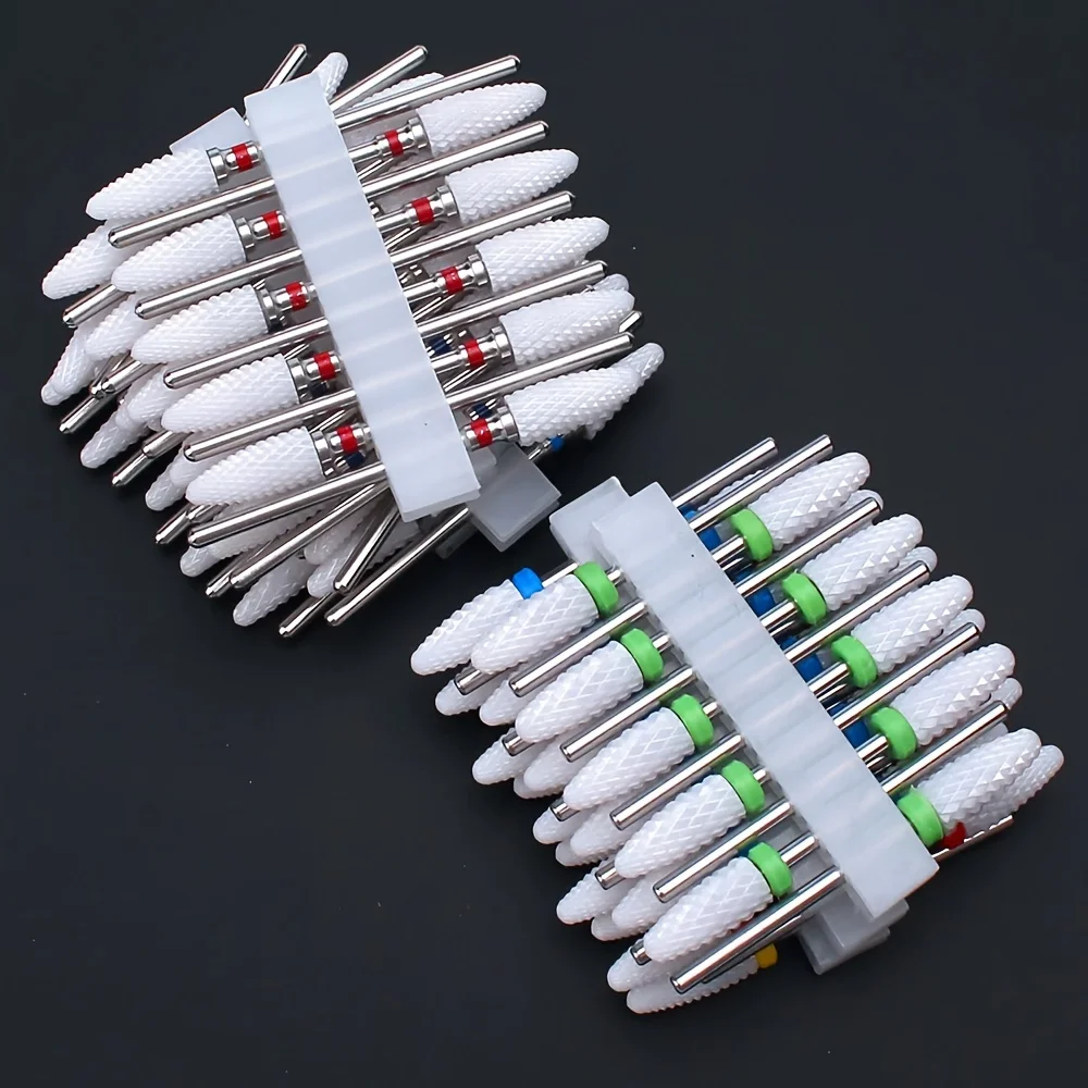 10pcs Ceramic Nail Drill Bits Set, Electric Manicure & Pedicure Milling Cutter, For Nail Polishing Machine 2
