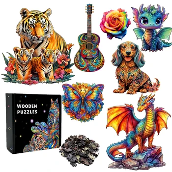 🌟 Unique Brain Training 3D Wooden Animal Puzzles – 17 Designs 🌟 1