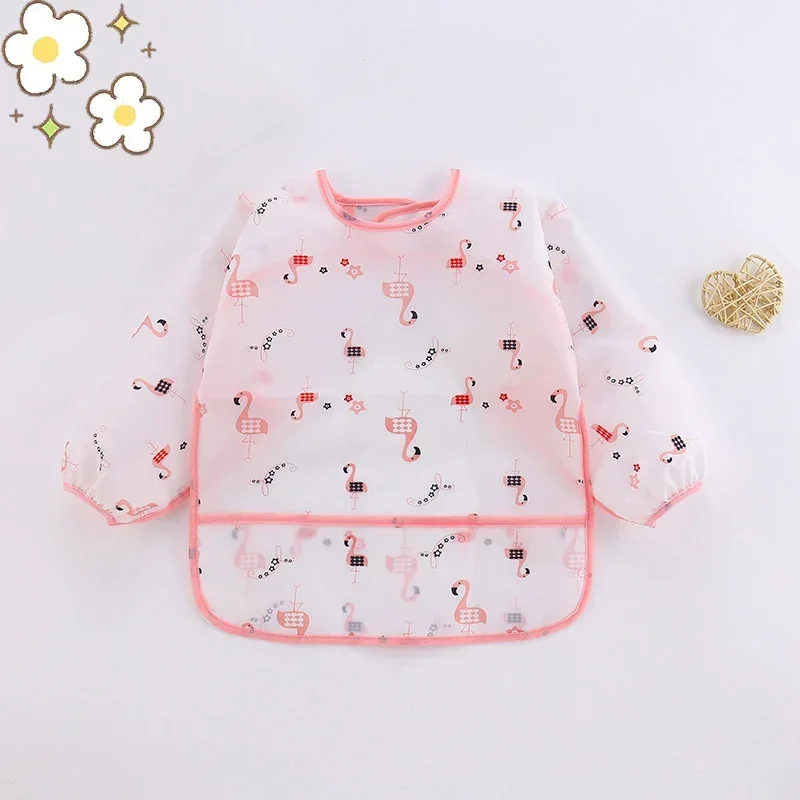 Silicone Bib Baby Cartoon 0-6 Years Soft BPA Free Waterproof Long Sleeve Apron