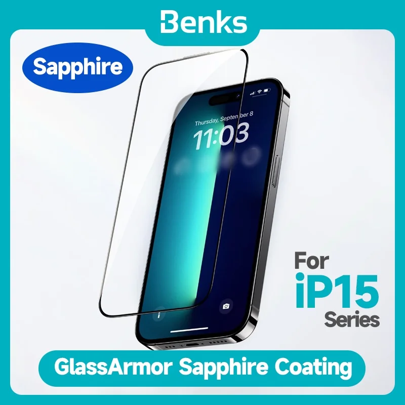 Benks GlassArmor Sapphire Coated Screen Protector for iPhone 15 Pro Max Apple 14ProMax HD Explosion-proof and Drop-proof Glass F