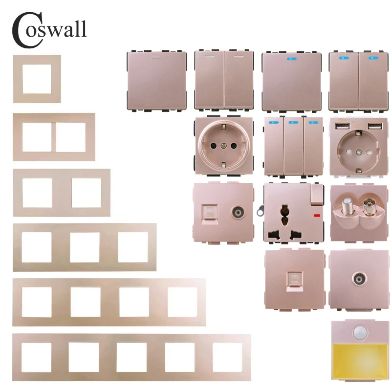COSWALL Wall Switch Socket Module E20 Series, white black PC panel EU ...
