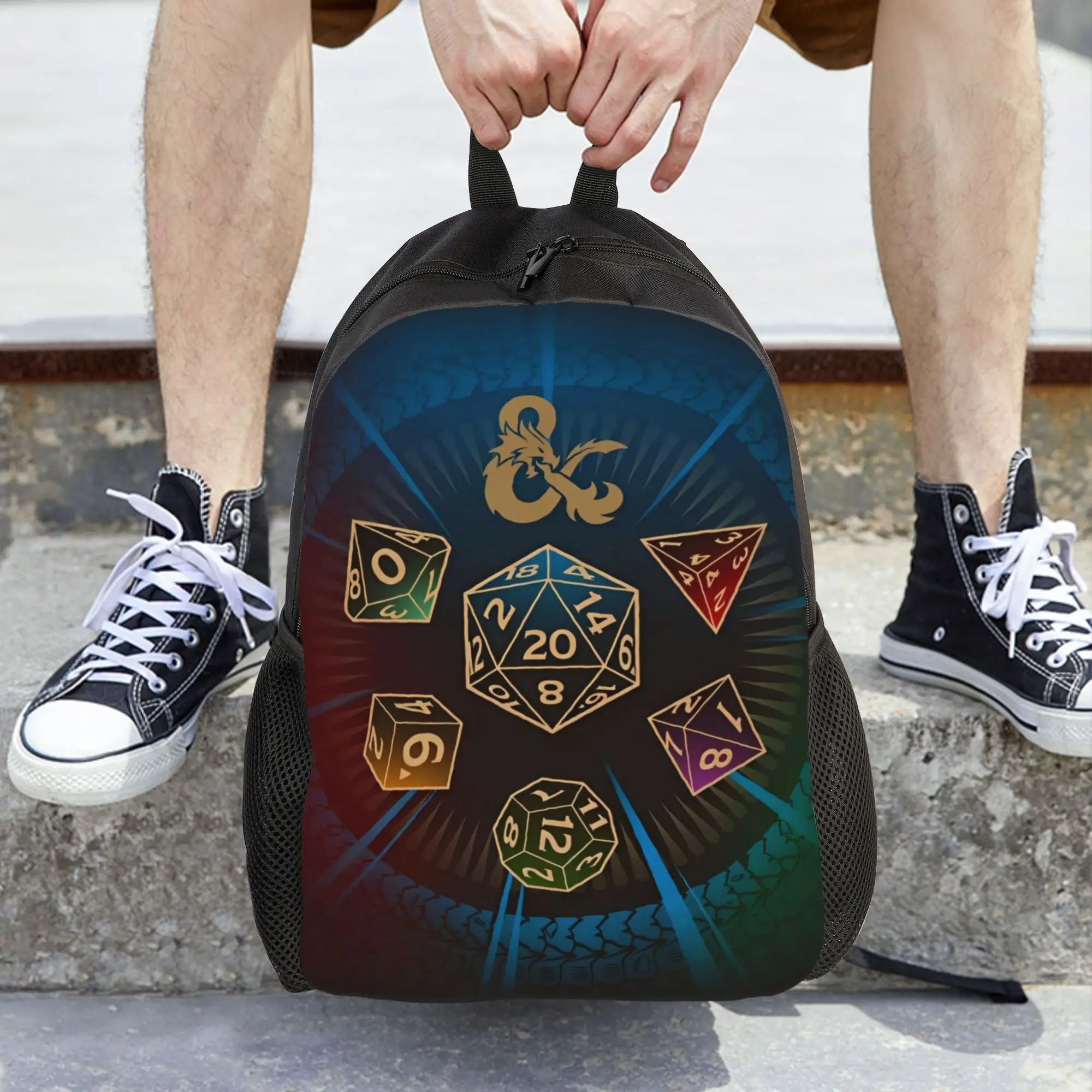 Dungeon Dragon DND Rucksack für Männer und Frauen, cooler Tagesrucksack für die Schule, Arbeit, College, Umhängetasche, leicht – Detail 6