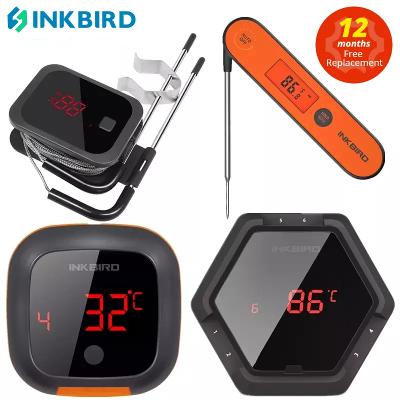 Inkbird 防水 150 FT Bluetooth Meat Thermometer IBT-4XC with Magnet, Timer,  Alarm and Probes, BBQ Grill Digital Wireless Meat Thermometer for C 通販 