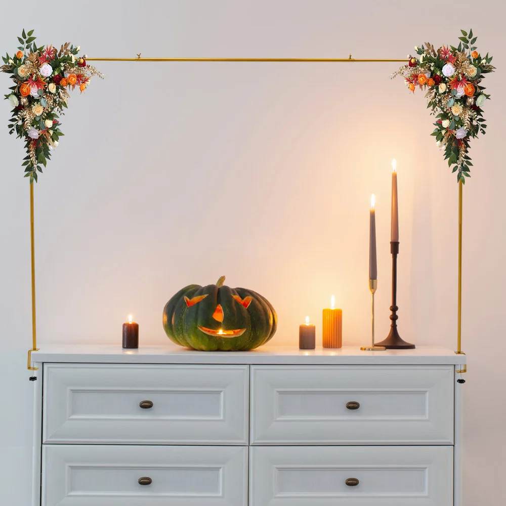 3.28ft Tall Over The Table Rod Stand Adjustable Gold Metal Table Arch Clamp Stand Decor Easy to Store for Weddings and Parties