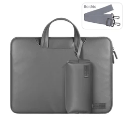 Premium Leather Laptop Handbag - Shockproof Briefcase for Business Professionals (GRAY)