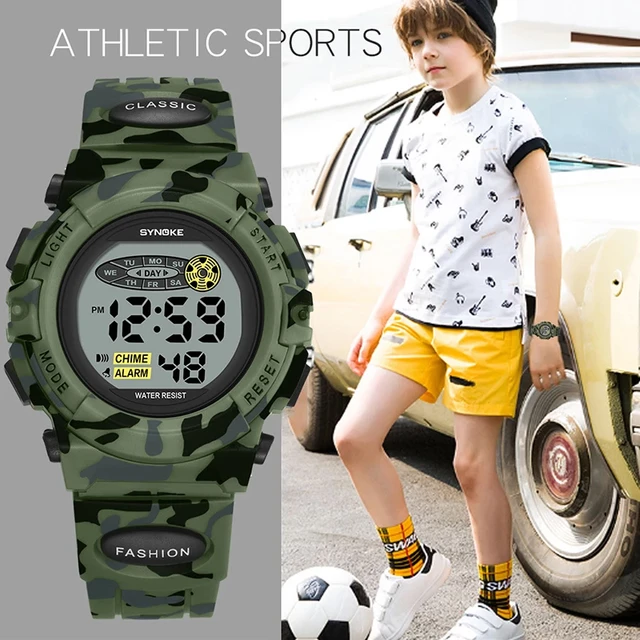 SYNOKE-relojes deportivos para niños y niñas, pulsera electrónica de  silicona azul, resistente al agua, cronómetro Digital - AliExpress