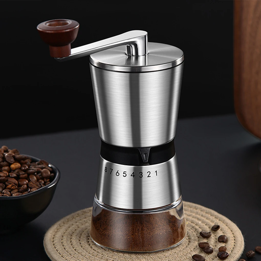 

Ручная кофемолка 8 уровней, регулируемые настройки, керамический сердечник, портативная Ручная шлифовка, кофемолки, посуда для кофе