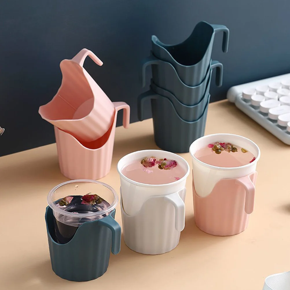Anti Scalding Cup Holder 6 Pcs Paper Cup Sleeve Disposable Cups Holder Plastic Coffee Sleeve Insulated Tumbler