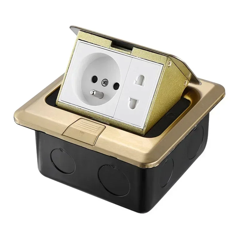 Stainless Steel Hidden Pop-Up Floor Outlet with Universal Power Options