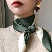 Luxury 2024 Plaid Print Square Silk Scarf for Women Hijab Hair Bands 70cm Neckerchief Female Satin Shawl Ribbon Headband 4