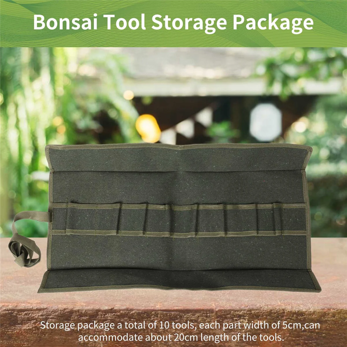 600x430Mm Japanese Bonsai Tools Storage Package Roll Bag Canvas Tool Set Case 4