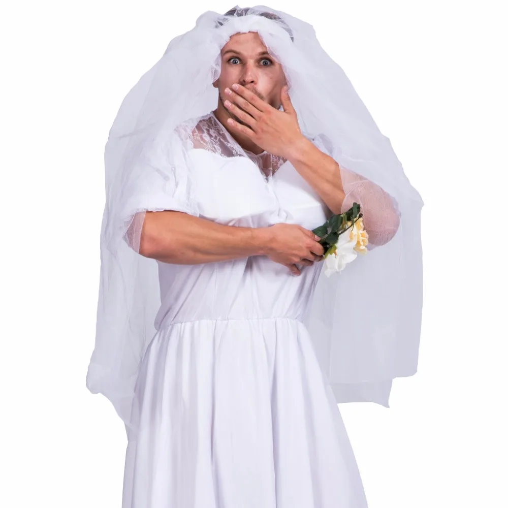 Funny Men's Bride Drag Queens Halloween Costume Adult Groom Reversal Cosplay Outfits Carnival Easter Purim Fancy Dress men festival costume set,cosplay costume