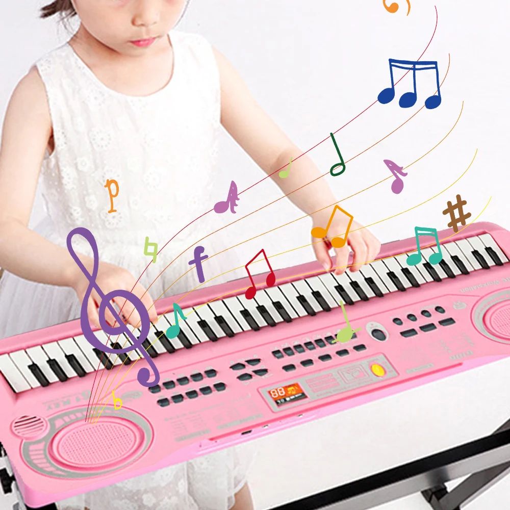Kids Electronic Piano Keyboard Portable 61 Keys Organ with Microphone Education Toys Musical Instrument Gift for Child Beginner 5