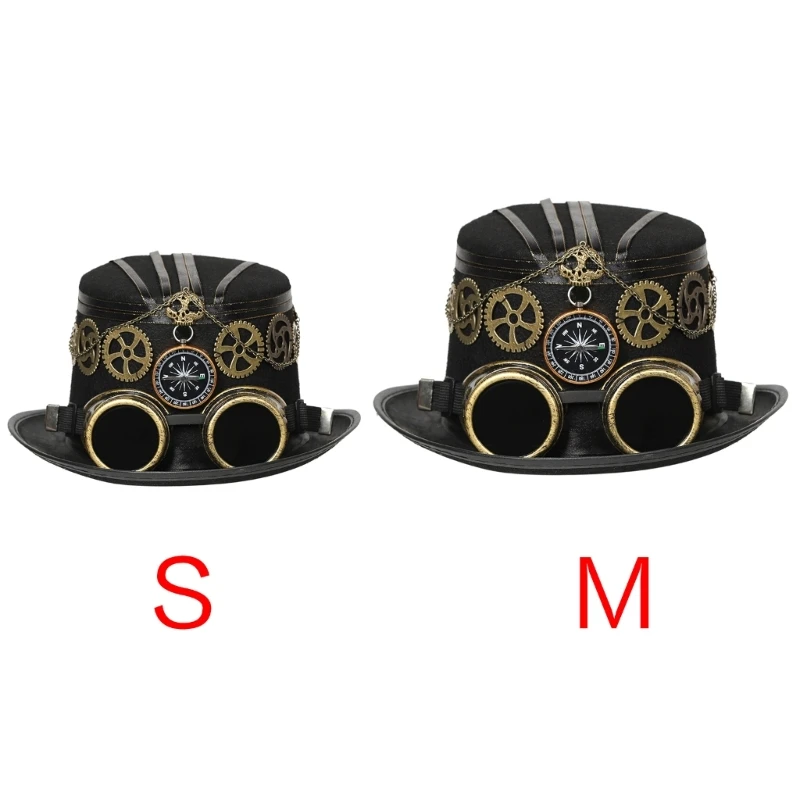 

Готический цилиндр Элегантная плоская шляпа Billycock Cosplay Halloween for Unisex Vintage Bowlers Hat Victorian Industrial Age
