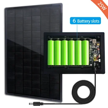 25W Solar Panel MPPT Charge Output 5V 12V 18650 Replaceable Battery Solar Cells Lamp Light Led Waterproof 3G CPE 4G Rouer WIFI 1