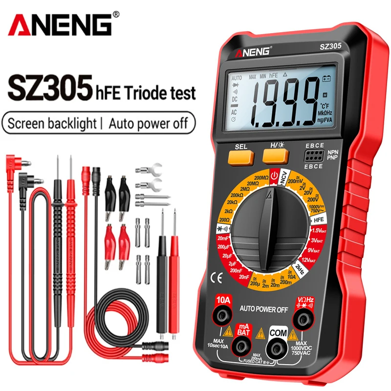 Digitale multimeter Pentype meter 4000 tellingen met contactloze AC/DC-spanningsweerstandscapaciteit,Nauwkeurige Meting(Nero
