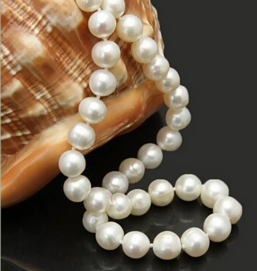 

Attractive 10-11mm white natural freshwater cultured pearl necklace Factory Wholesale price Women Giftword 925 sil