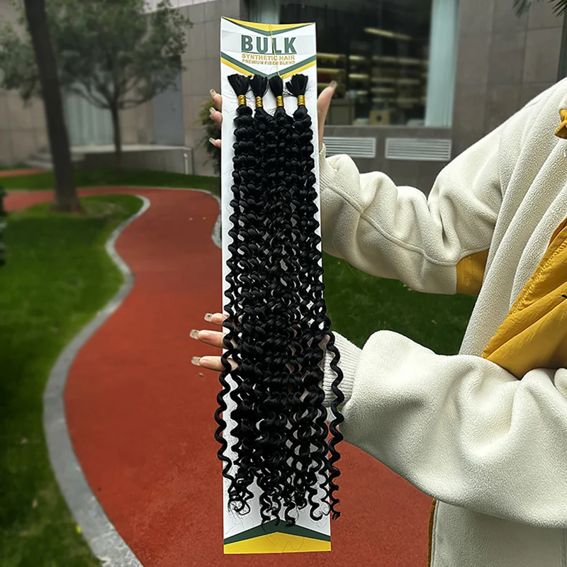 JULIANNA Synthetic Bulk Braiding Hair Deep Water Wave For Braiding No Weft Bundles 20Inch 100G Hair Extensions For Boho Braid