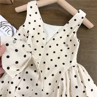 Robe d'été à pois pour filles, nouvelle collection, avec nœud, sans manches, style princesse, décontractée, vêtements doux, mode enfant, Vestidos, 2-8 ans 5