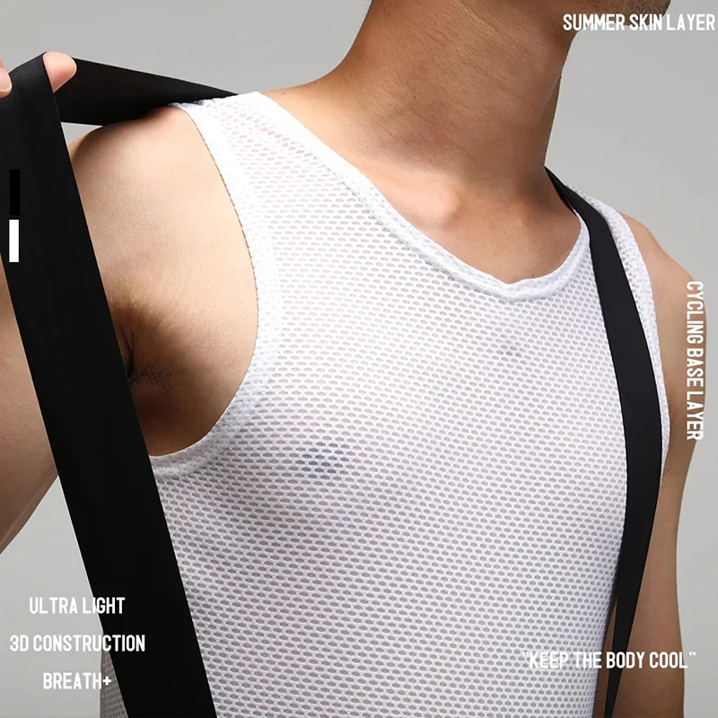 

White & Black Cycling Base Layer Quick Dry Cool Mesh Light Sleeveless Bicycle Shirt Breathable Bike Underwear Jersey