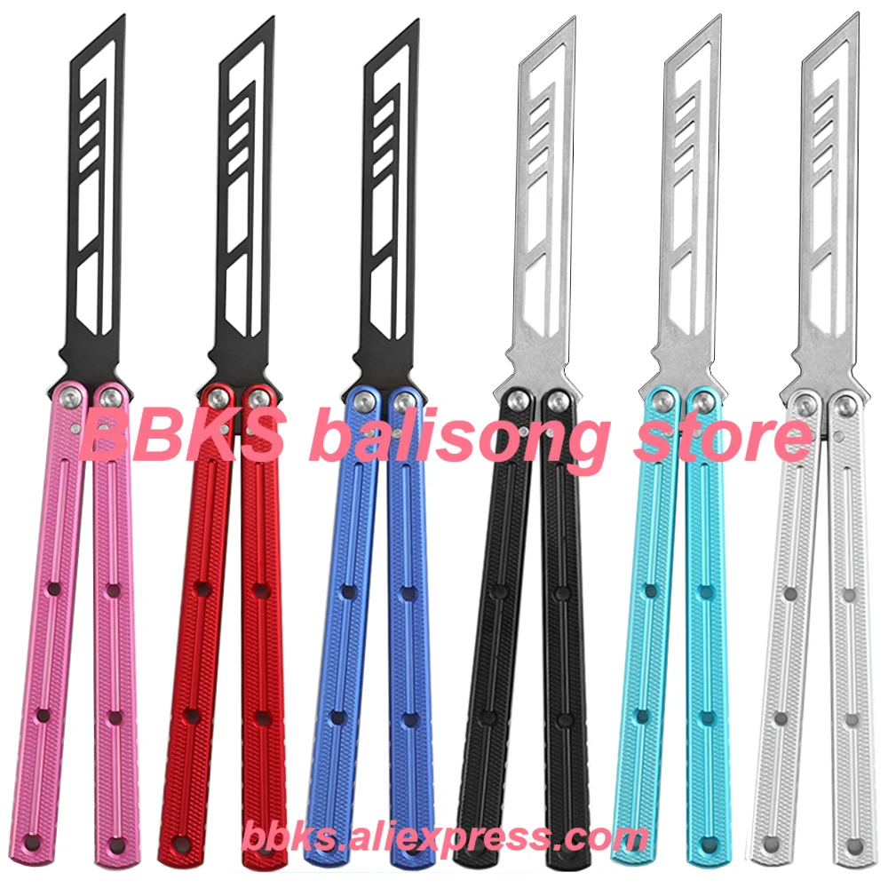 

Yuppie Krake Raken Kraken V3 Clone Balisong Trainer Butterfly Trainer Knife 7075 Aluminum Channel Handle False Edge Blade