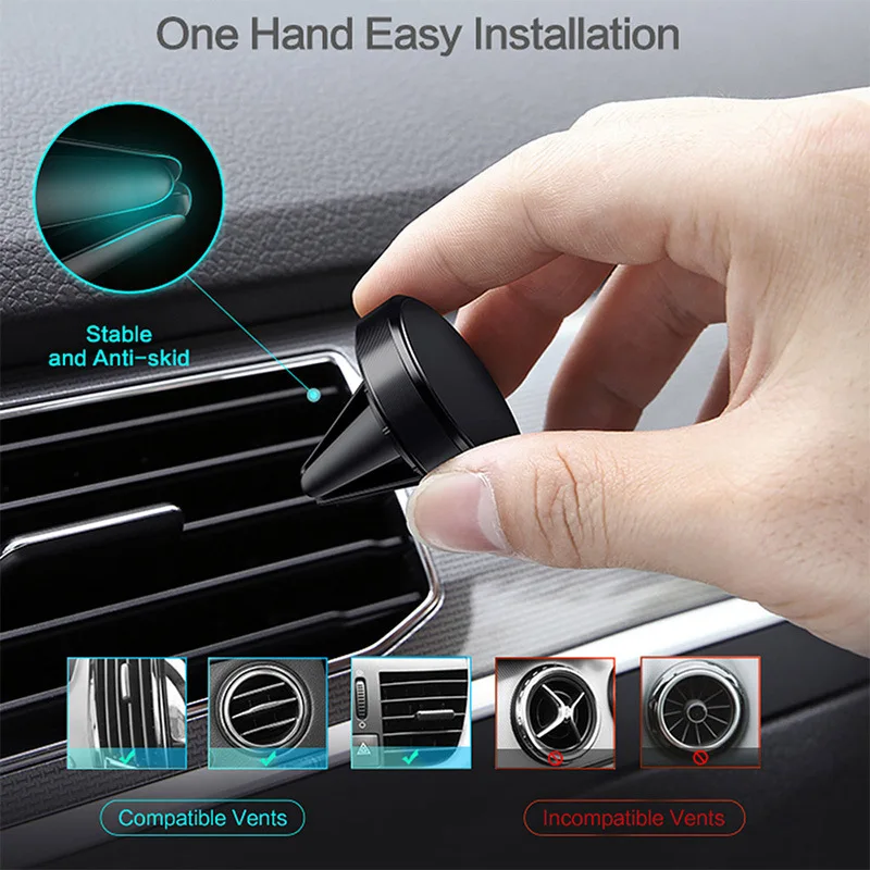 Kaufe Metall Magnetische Auto Telefon Halter Mini Air Vent Clip