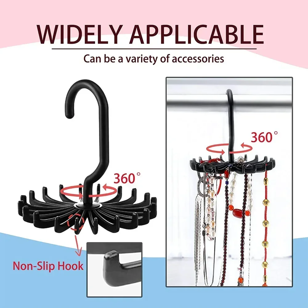 360° Rotating 20 Claws Tie Rack Multipurpose Belt Hangers Home Storage Hanging Scarf Tie Holder Hooks Closet Wardrobe Organizer