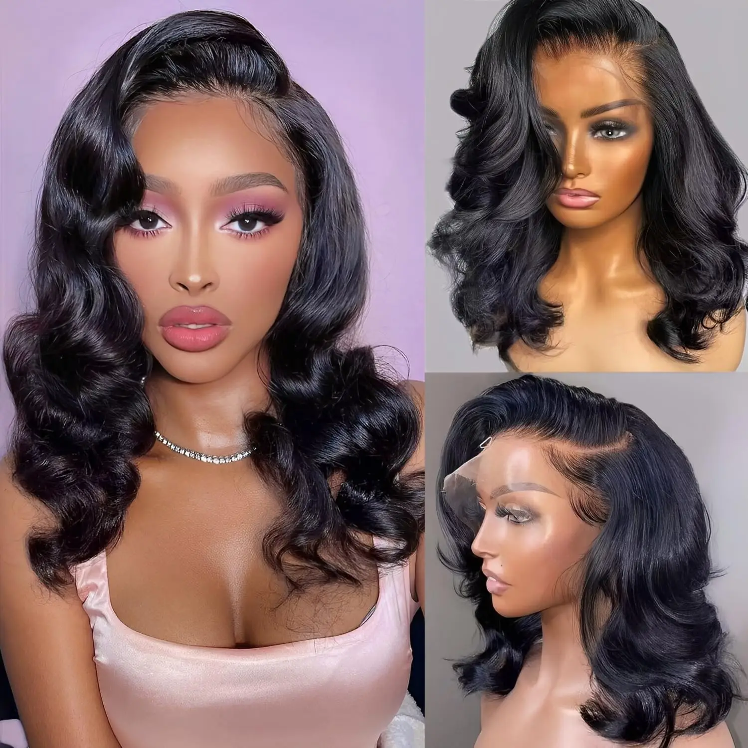 16 Inch 13x6 Bob Wig Human Hair 200% Density HD Lace Front Wigs Human Hair Body Wave Lace Front Wigs Human Hair Wig 200% Density