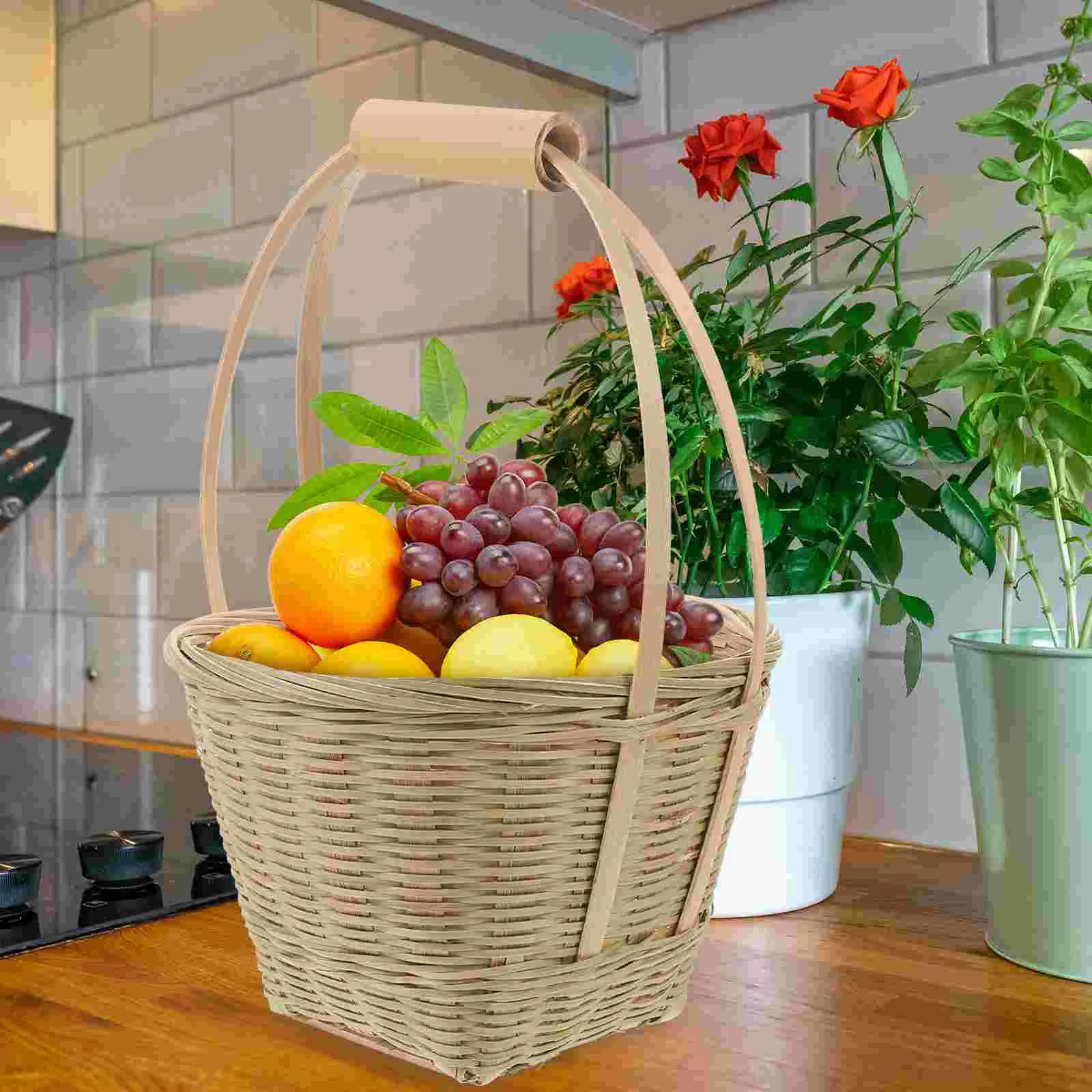 

Bamboo Egg Basket Living Room Woven For Kitchen Multi-functional Storage Baskets Picking Dried Fruit Bread