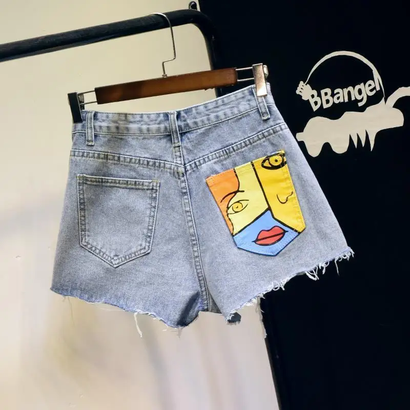 maternity shorts Jeans Shorts Women Vintage Denim Shorts Casual Trousers Women Pocket print Jeans Sexy Buttock Streetwear Hot Short Pants linen shorts