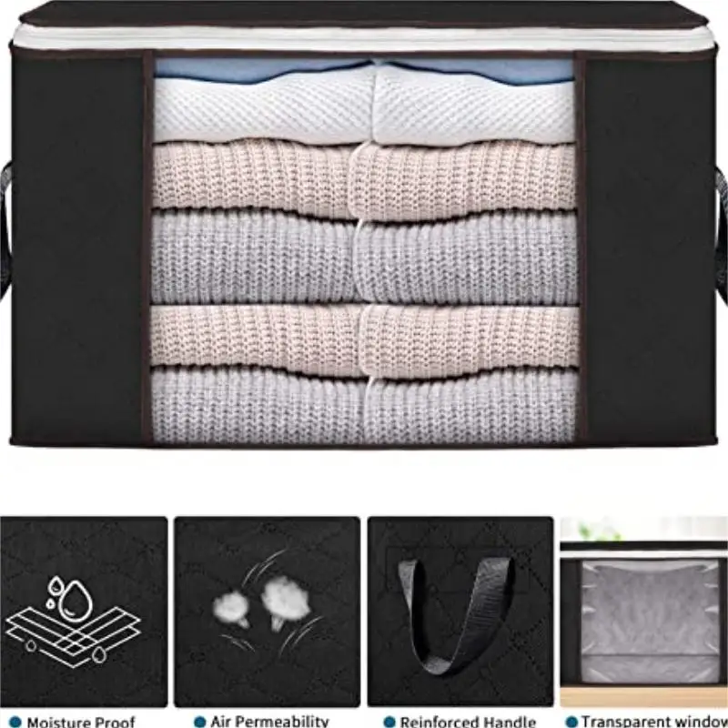 90L Large Storage Bags,Bins Foldable Closet Organizer Storage Containers with Durable Handles Thick Fabric for Clothing, Blanket 4