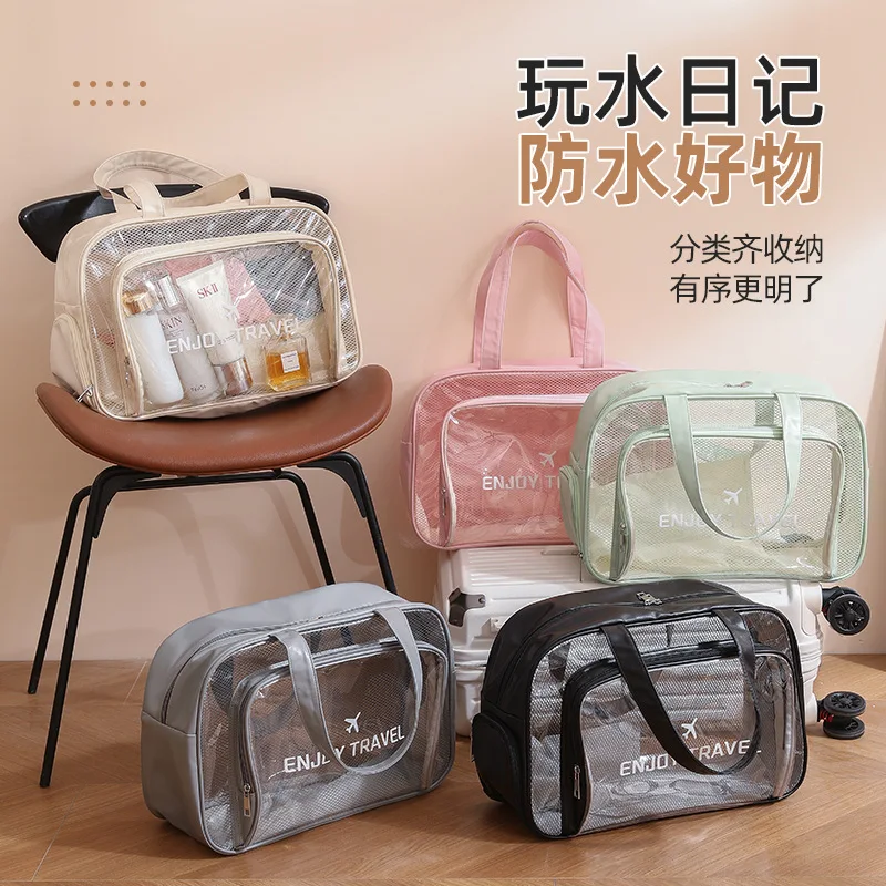 Waterproof Cosmetic Bag Portable Portable Cosmetic Storage Bag Large Capacity Pu Transparent Wash Bag Travel Storage Bag 3