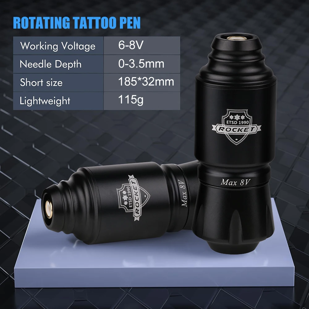 1pcs Professional Short Mini Rocket Tattoo Machine Set RCA Jack Automatic Rotary Stroke 3.5mm Permanent Makeup Tattoo Pen Kit