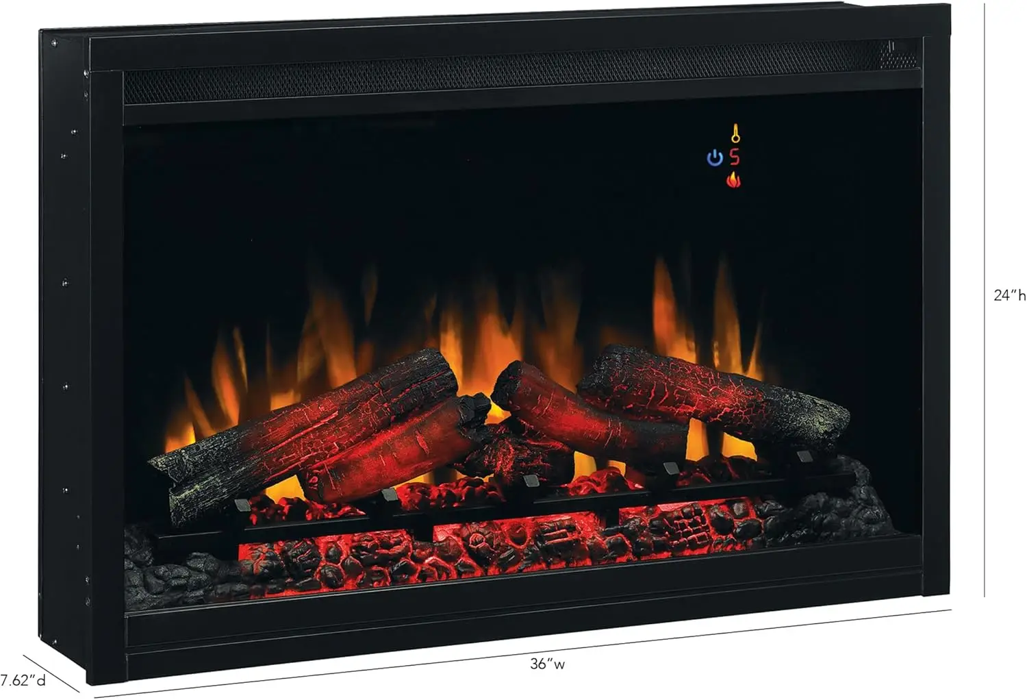 36" Traditional Built-in Electric Fireplace Insert, 120 volt