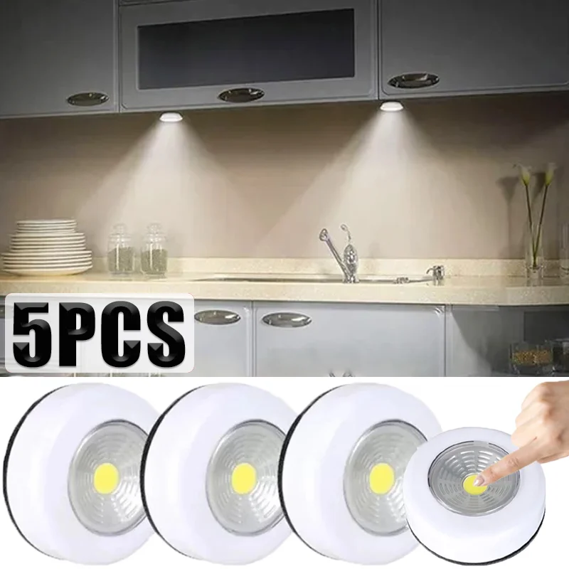 5/1PCS COB LED Touch Light Under Cabinet Led Wireless Wall Lamp Wardrobe Cupboard Drawer Closet for Bedroom Kitchen Night Light