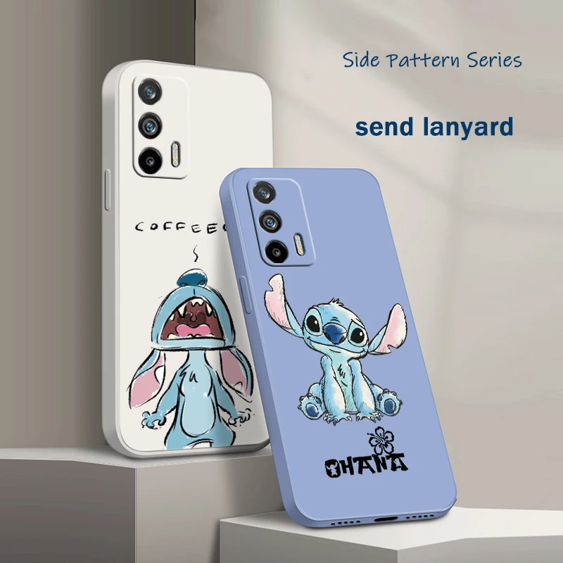 

Stitch Cute Anime Disney For Realme Q5 GT Neo 5 3T 3 XT X3 C55 C30 C21Y C11 C2 Explorer Master Liquid Rope Phone Case