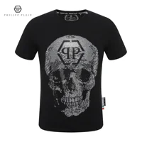 Philipp Plein New Classic Trend Hip Hop Summer Luxury Diamond Skull Crew Neck Summer T-shirt Classic Casual Business Pure Cotton 1