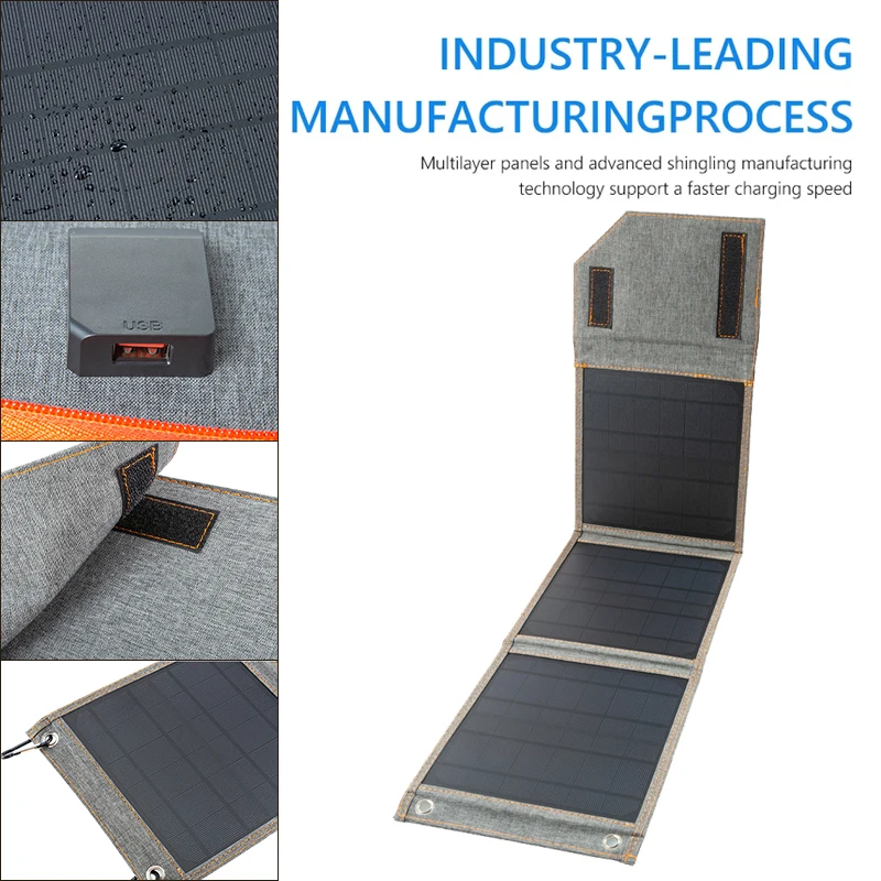 5V 20W 30W 휴대용 접이식 태양 전지 패널 방수 휴대 전화 전원 은행 배터리 충전기 야외 캠핑 관광 낚시