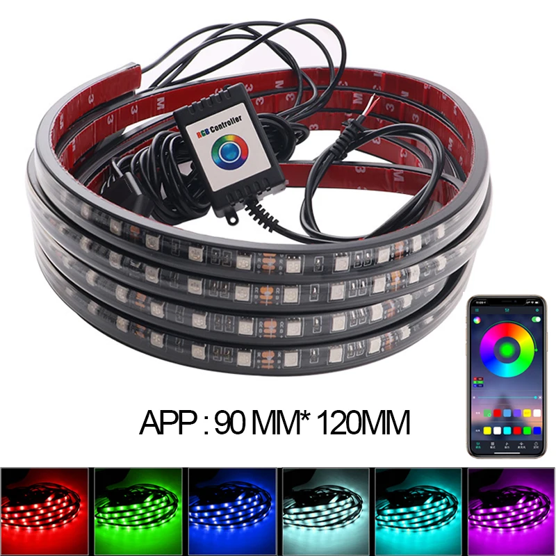 Under Car LED Lights Underglow Flexible Strip Lights RGB Decorative Atmosphere Lamp with Remote