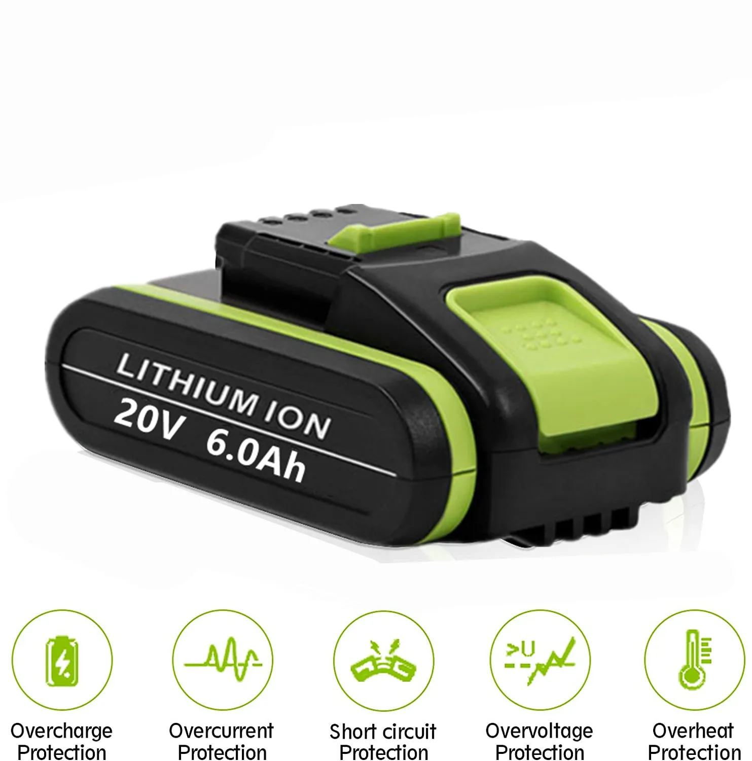 

Литий-ионная батарея 20 в 6,0 Ач WA3551, WA3553, WA3551, WA3556, WA3572, WA3641, WA3553. Подходит для всех электроинструментов Worx