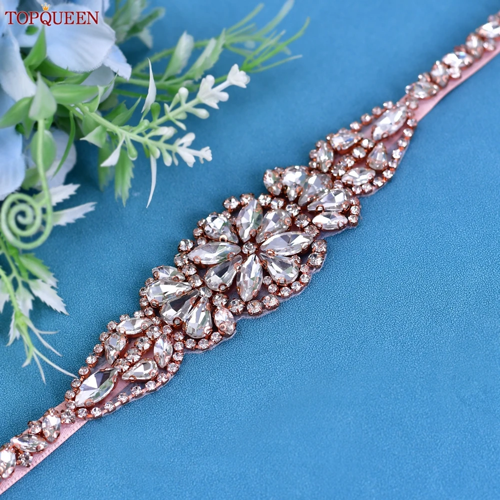 TOPQUEEN S09-RG Rose Gold Wedding Belt Rhinestone Belt Wedding Belt For  Bride Dress Bridal Belts Sashes Rhinestones Appliques - AliExpress