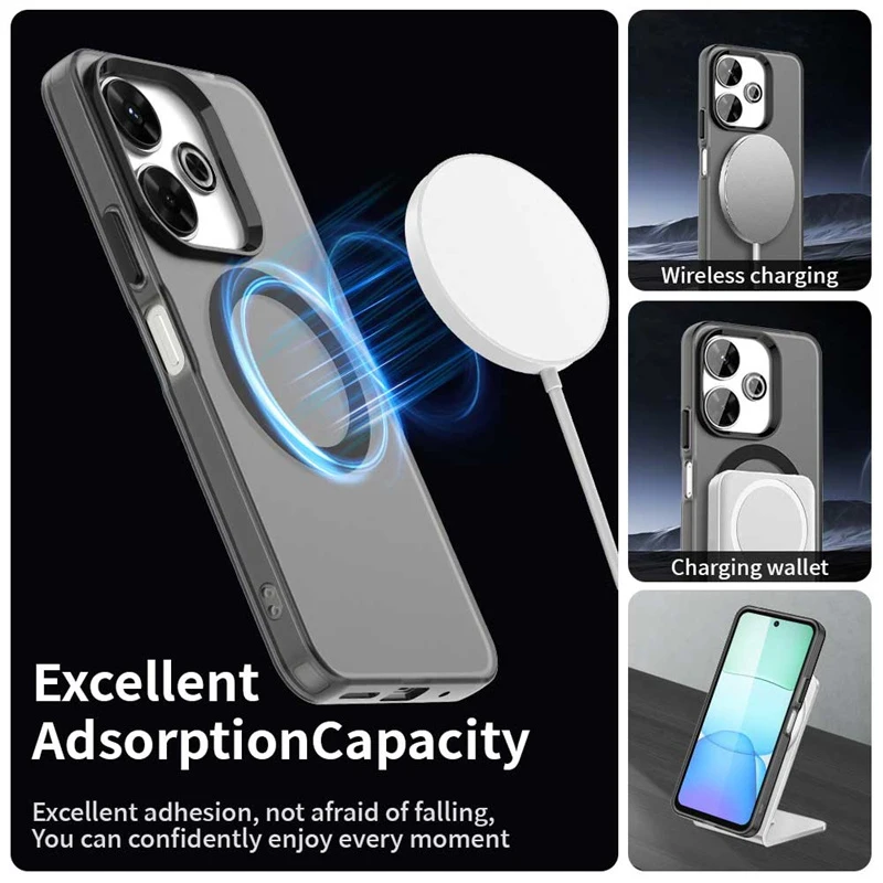 Magnetic Luxury Translucent Armor Shockproof Case with MagSafe Wireless Charging Compatibility