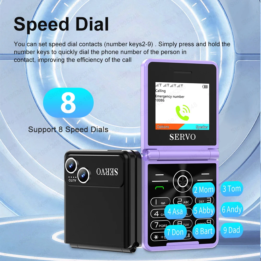 SERVO iP15 Flip 4 SIM Cards Mobile Phone Call Recording Speed Dial  FM Radio MP3 Player 2G GSM 2.4 inch Feature Fold Telephones 4