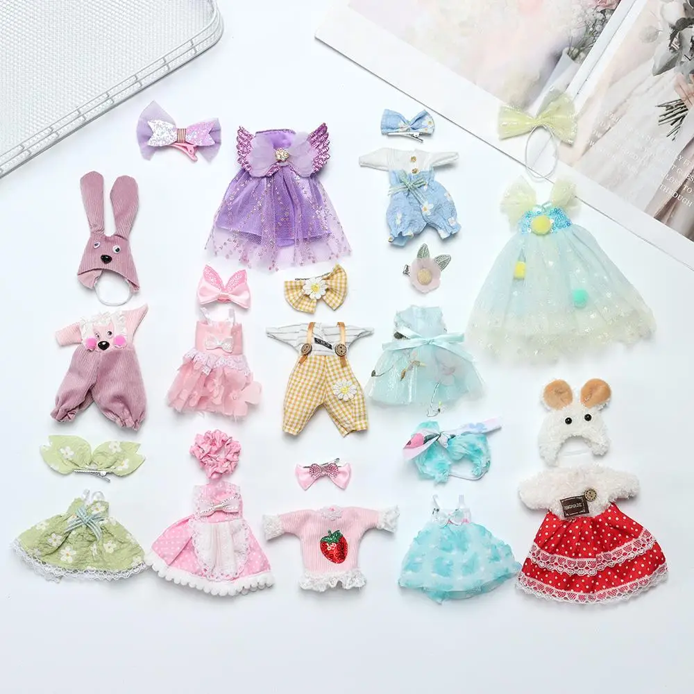 16cm Doll Clothes Cute Princess Dress For 1/8 BJD Doll Tops T-shirt Hoodies Jeans Pants Suit Lace Knitted Sweater Skirt Gift Toy 5