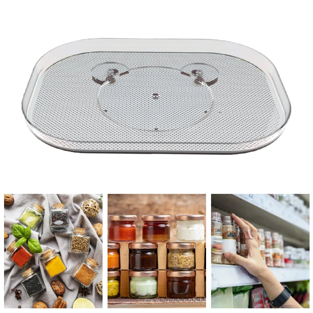 

Fridge Organizer Holder Transparent Turntable Organizer Tray Refrigerator Storage Rack for Kitchen Cabinet Table Pantry