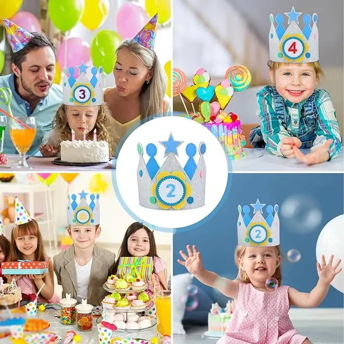 Party Decorations Princess Gray Felt Comfortable Baby Birthday Hat Adjustable Celebrtion Durable Lightweight Crown Photo Props