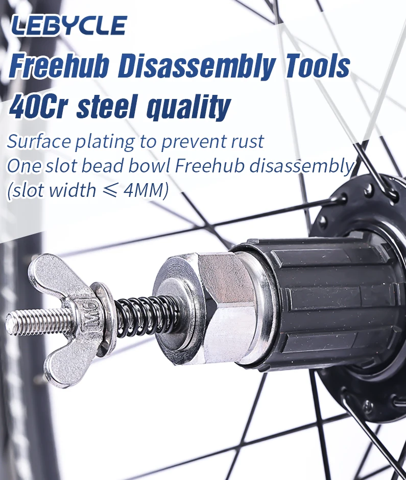 Description Picture 2 of itemLEBYCLE Bicycle Hub Tower Base Removal Tool Stainless Steel MTB Road Bike Repair Tool 4mm Slot Installation Sleeve Universal