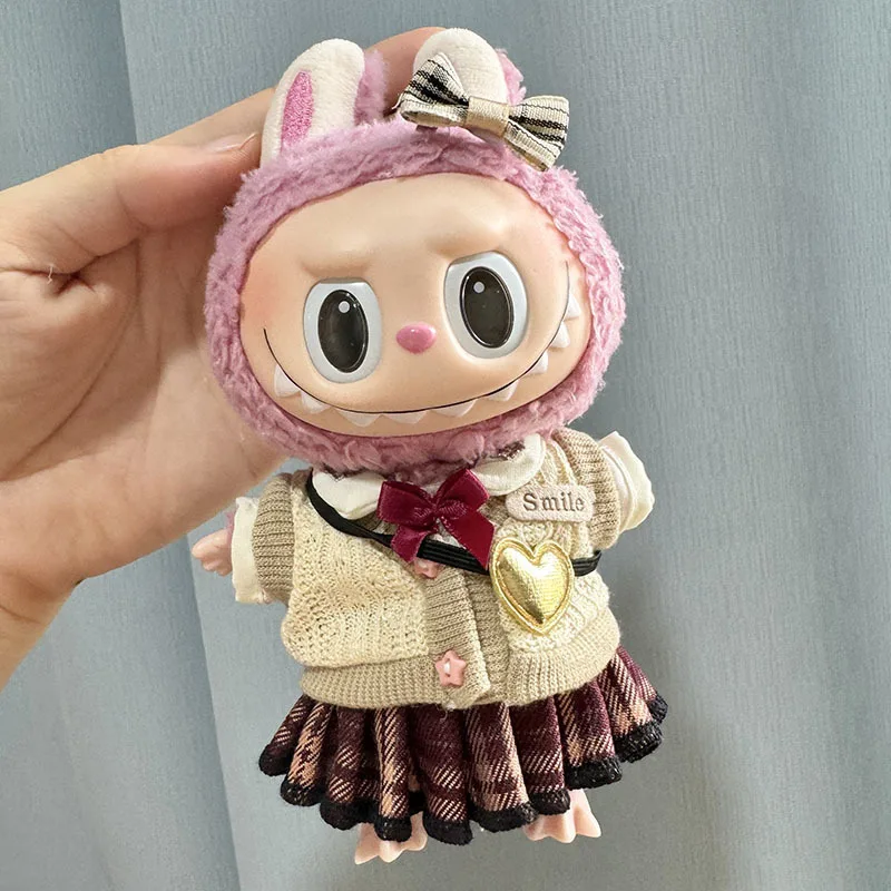 17cm labubu clothes pendant Labubu doll clothes keychain Labubu doll for JK skirt set cute 2